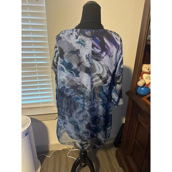 Marbled Blue Blouse -Size Lg - Picture 1 of 3